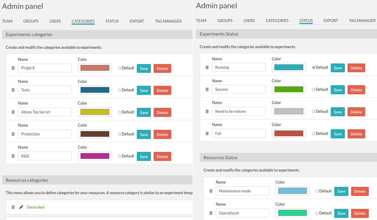 admin panel