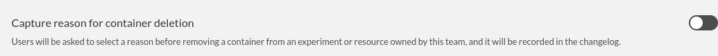 Admin panel: toggle container deletion reason