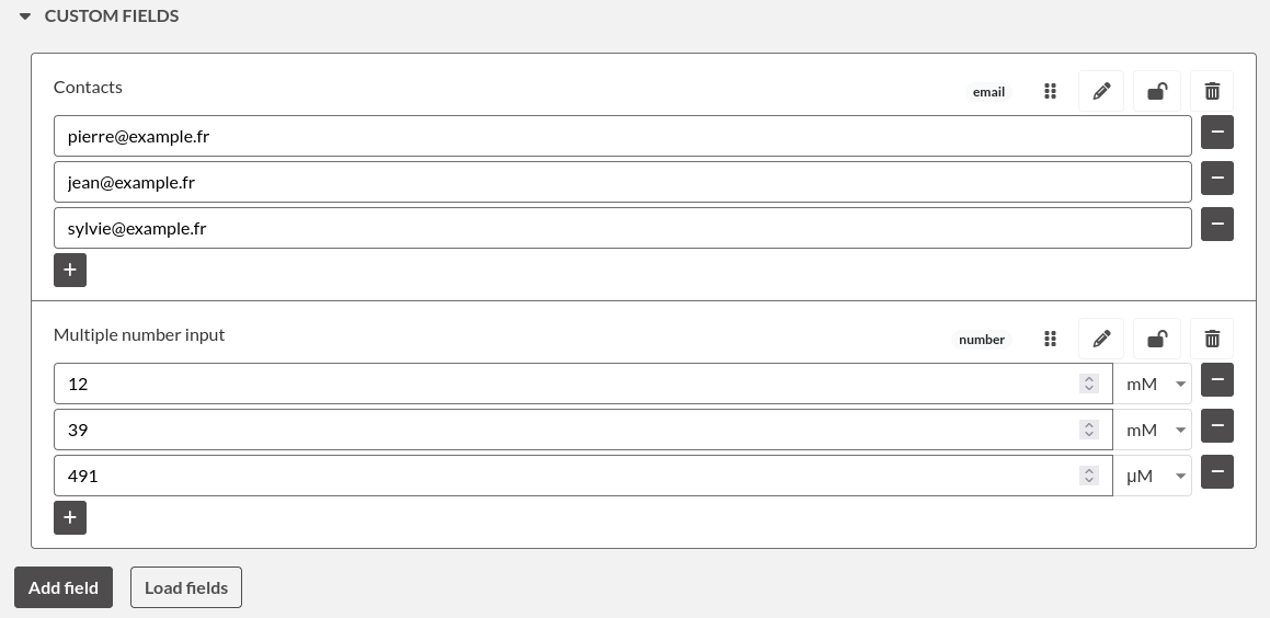 multi-value custom fields